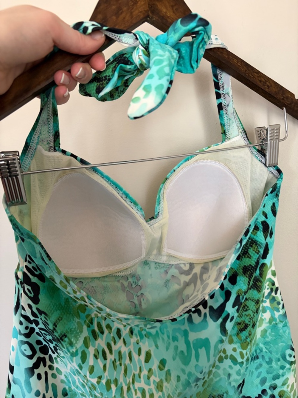 Y2K Christina turquoise blue animal print tankini halter top | euro summer top - Picture 8 of 8